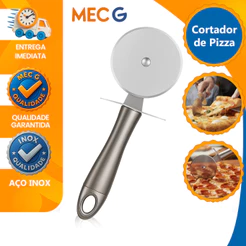 Cortador De Pizza Massa Fatias Lamina Em Aco Inox Mec g Essencials