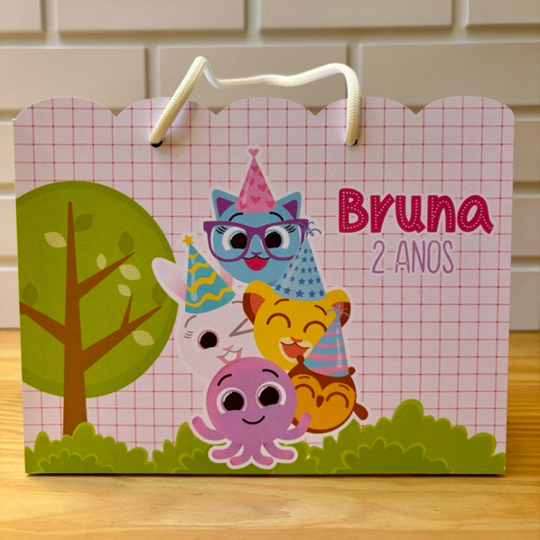 10 Sacolinha Personalizada Bolofofo Menina - Pegue e Monte - Lembrancinha Bolofofo Menina