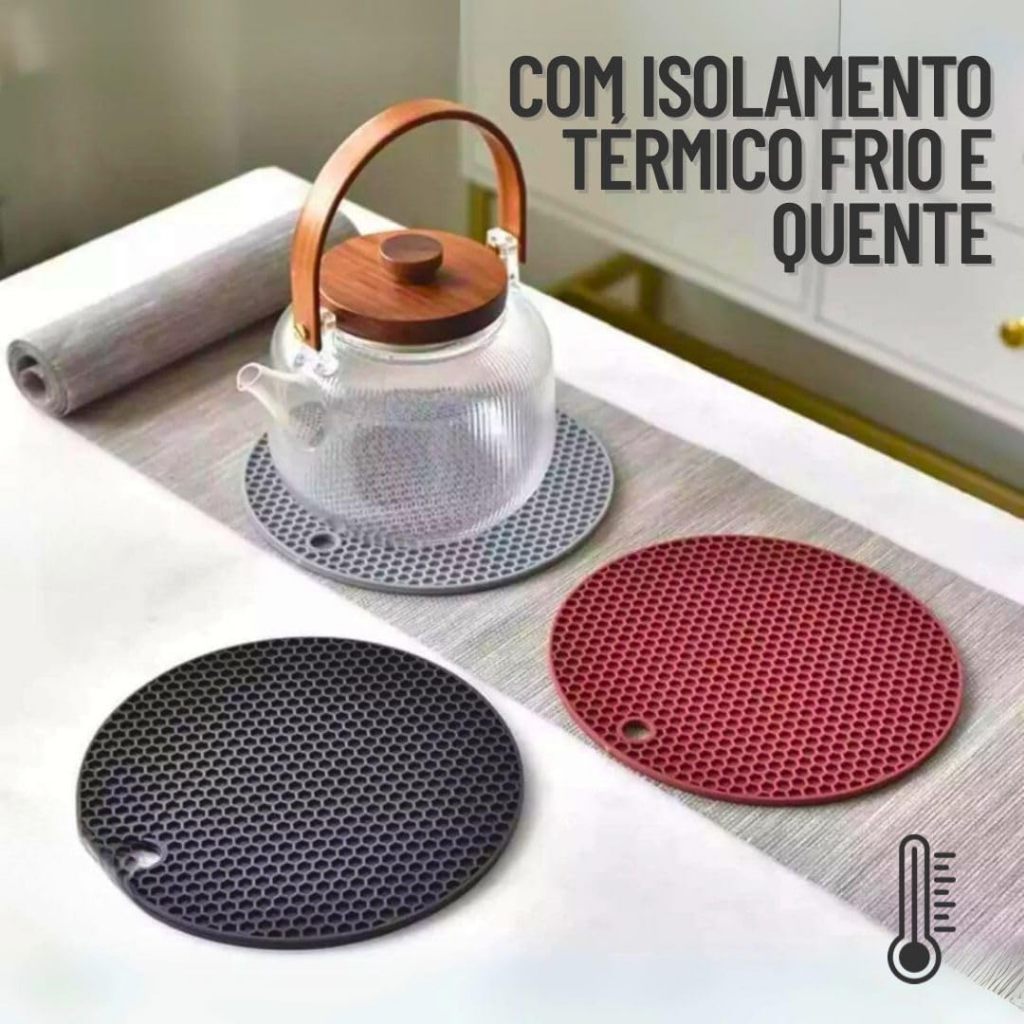 Descanso Suporte de panela Resistente ao Calor de Silicone Antiderrapente Powermaid - Promoção