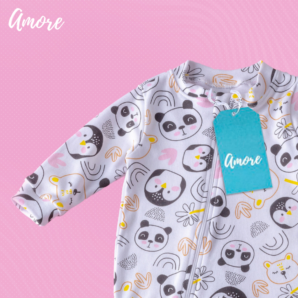 Kit 3 Macacão Amore Enxoval Bebê Amiguinhas Da Selva Menina 100% Algodão · foto 2