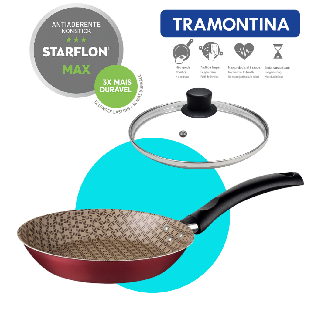 Frigideira Tramontina Antiaderente 24Cm Não Gruda Starflon Max Grande Turim