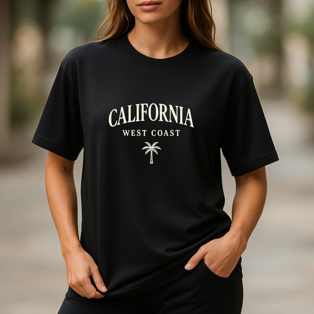 Camiseta Feminina Oversized California Streetwear Estilo de Rua Larga Academia Unissex Algodão