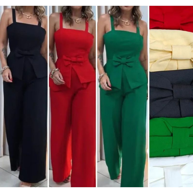 Macacão feminino panta loja com laço / festas