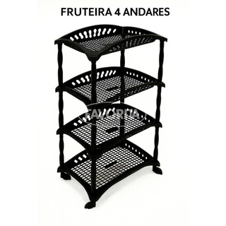 Fruteira De Chão De Plástico Multiuso 4 e 3 andares Organizador Empilhável com Rodinhas TOY