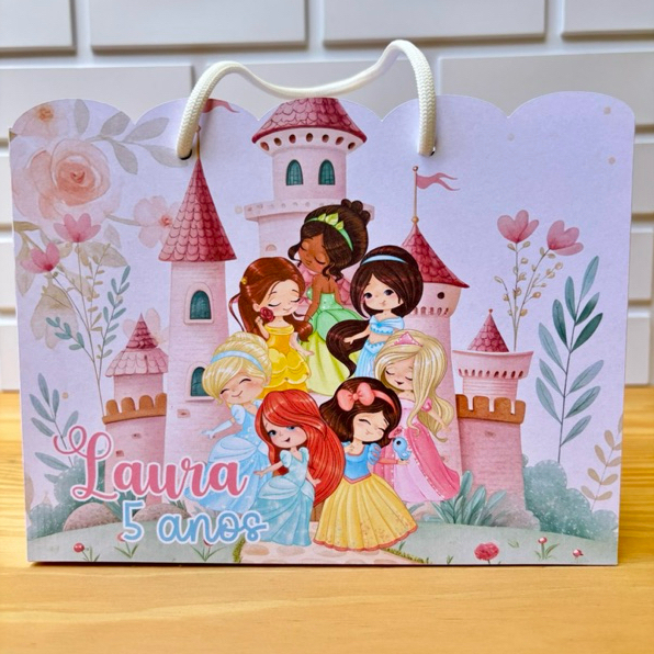 10 Sacolinha Princesas Personalizado - Sacolinha - Lembrancinha - Mimos - Aniversário Princesas