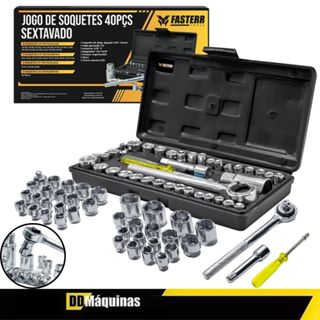Jogo de Soquetes 1/4-3/8 com 40 Peças - Fasterr em Oferta na Shopee