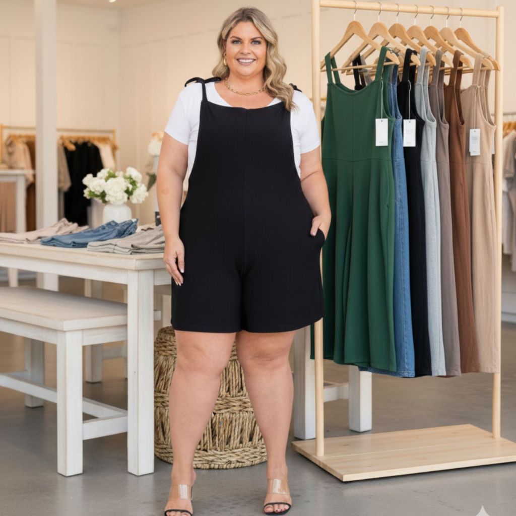 Max Modas Macaquinho Jardineira Feminino Salopet  Plus Size  Alça Ajustável de Malha