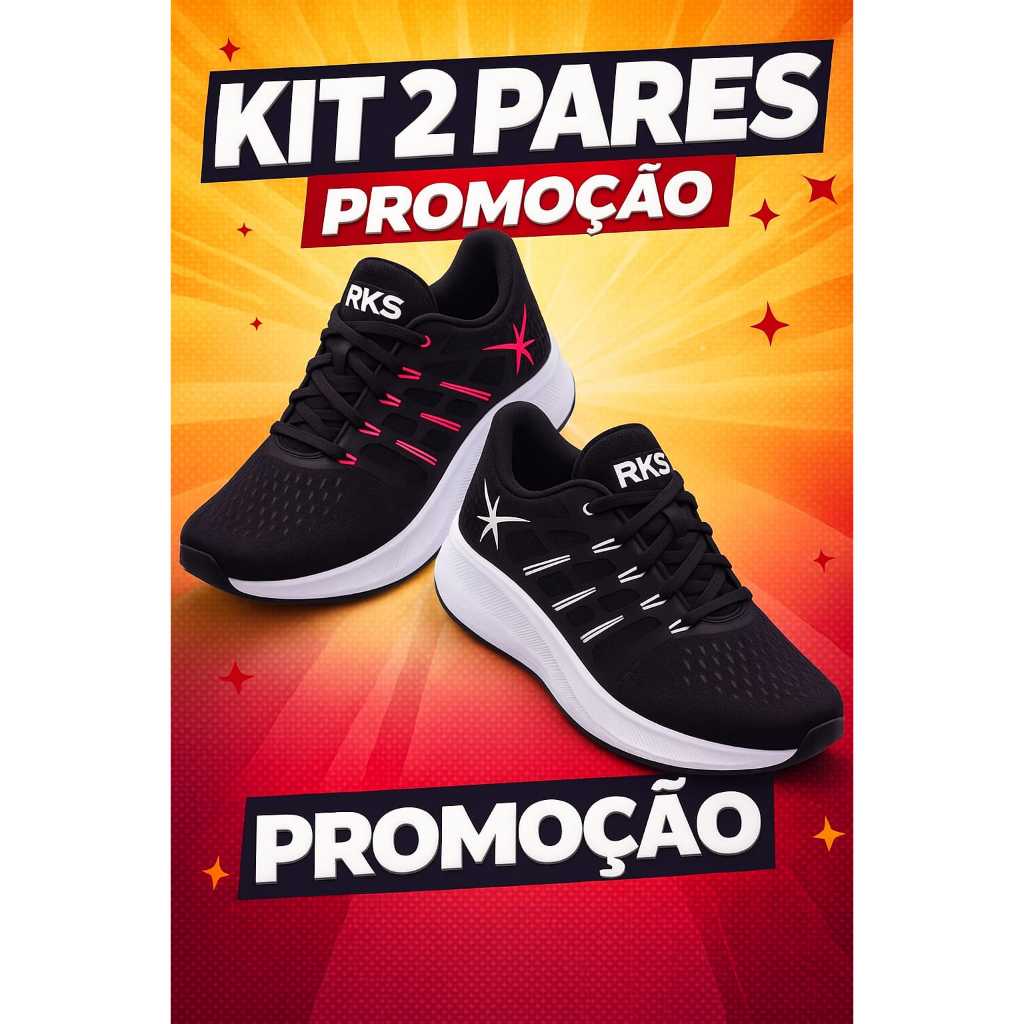 Kit 2 Pares Ténis Feminino Caminhada Esportivo Leve Respirável Confort  Envio Imediato