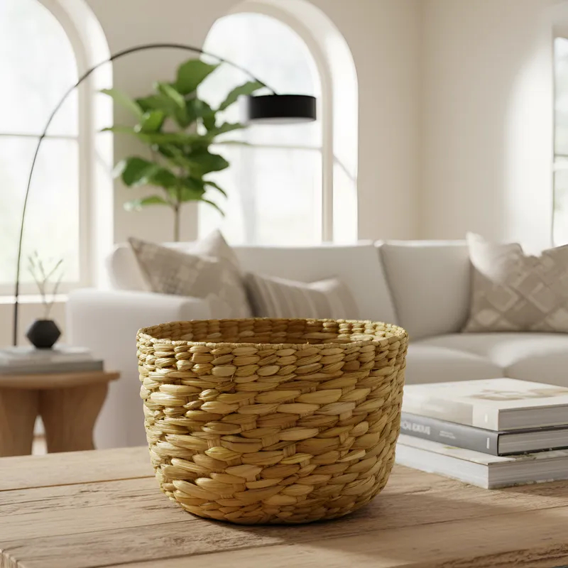 Cesto Organizador Palha Taboa Cachepot Planta M 32 x 17 cm