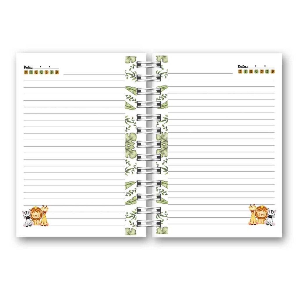 Caderno Safari Personalizado com Nome Tamanho A5 (15x21cm)