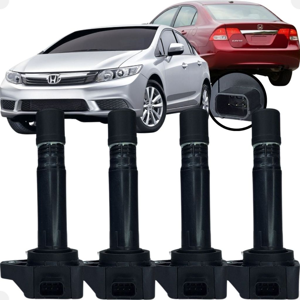Jogo de 4 Bobinas de Ignição 3 Pinos Com Módulo de Ignição Lápis New Civic 2007 2008 2009 2010 2011 em Oferta na Shopee