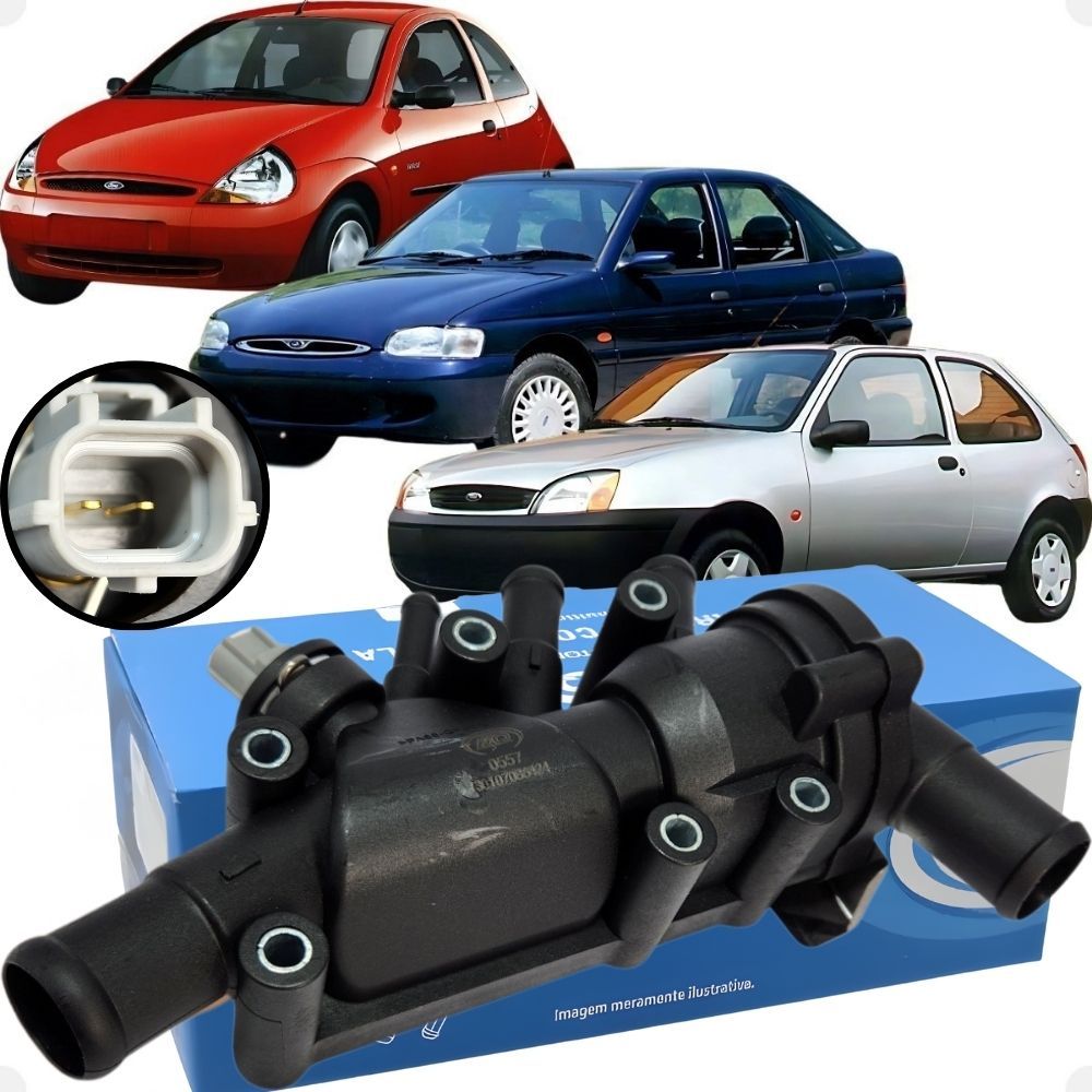 Carcaça de Válvula Termostática Courier 1.6 Escort 1.8 Fiesta 1.0 1.6 Ka 1.0 1.6 1999 2000 2001 2002 em Oferta na Shopee