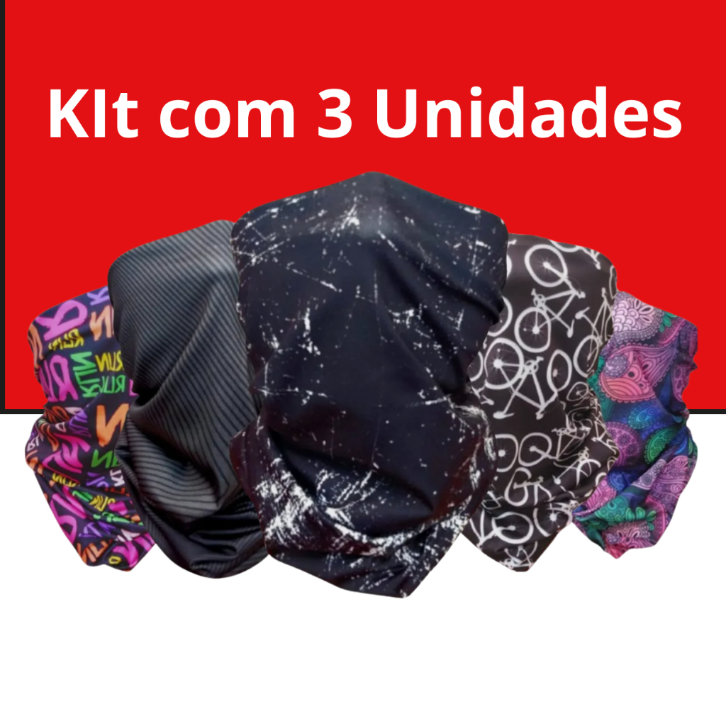 Kit 3 Bandana Tubular Ciclismo Mtb Corrida Esporte Balaclava