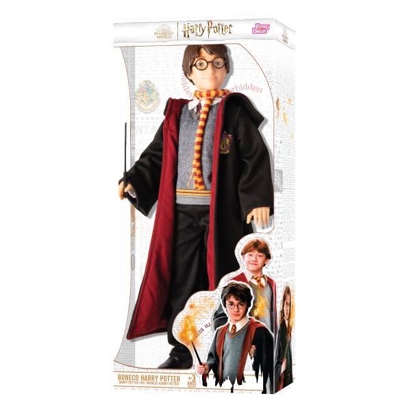 Boneco Harry Potter articulado de 45 cm com varinha e capa