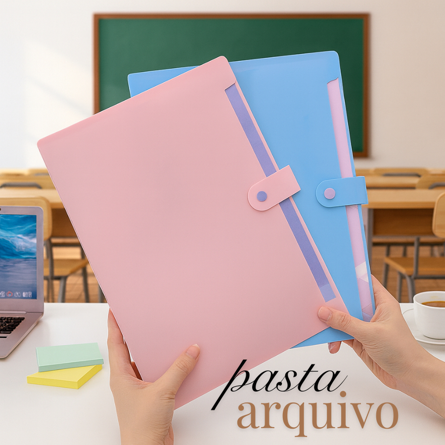 Pasta de Arquivo A4 Organizadora de Arquivos Sanfonada 12 Divisoria