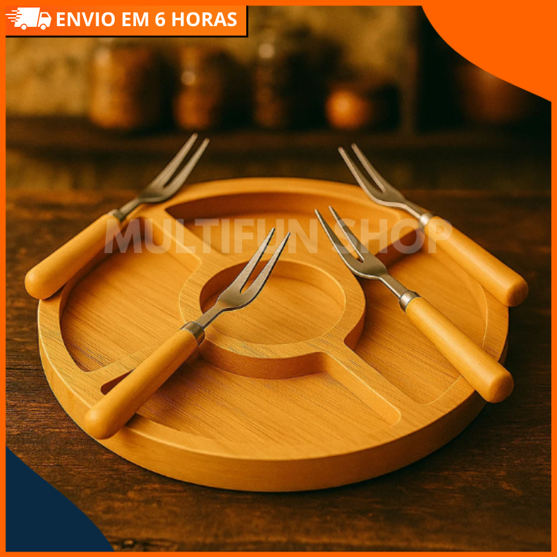 Gamela Petisqueira Com 5 Divisões + 4 Garfos de Ferro Aperitivos Churrasco Frios Decorativo em Oferta na Shopee