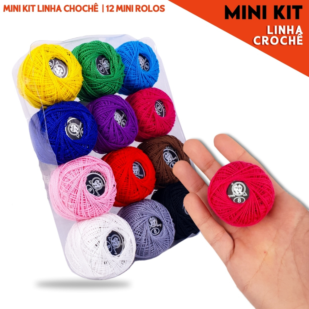 Kit Linha Para Crochê Barbante Colorido 12 Cores 100% Algodão Artesanato Tricô Bordado Costura - AV em Oferta na Shopee