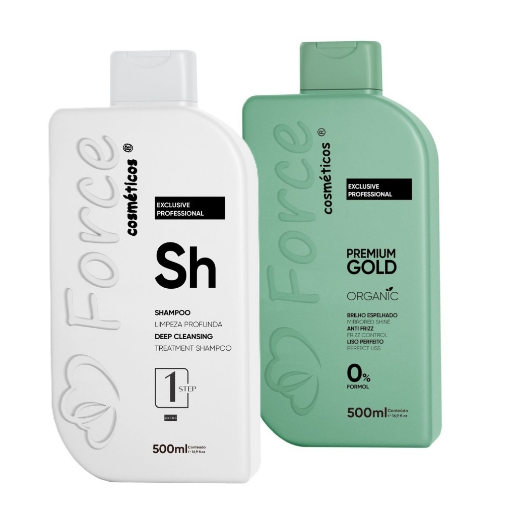 Kit Alinhamento Capilar Premium Gold 500ml– Progressiva 100% Orgânica, Brilho e Liso Perfeito