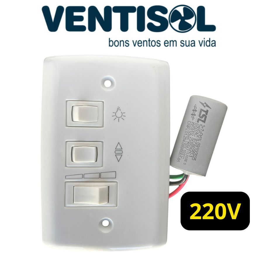 Chave Capacitor 220v Ventilador Teto 3 Velocidades Ventisol