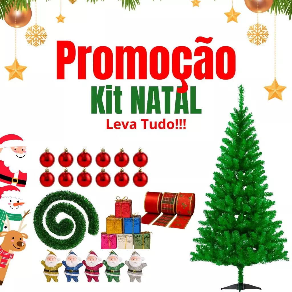Árvore de Natal 1,20m Completa Enfeites Pisca-Pisca Decoração Natalina Completa