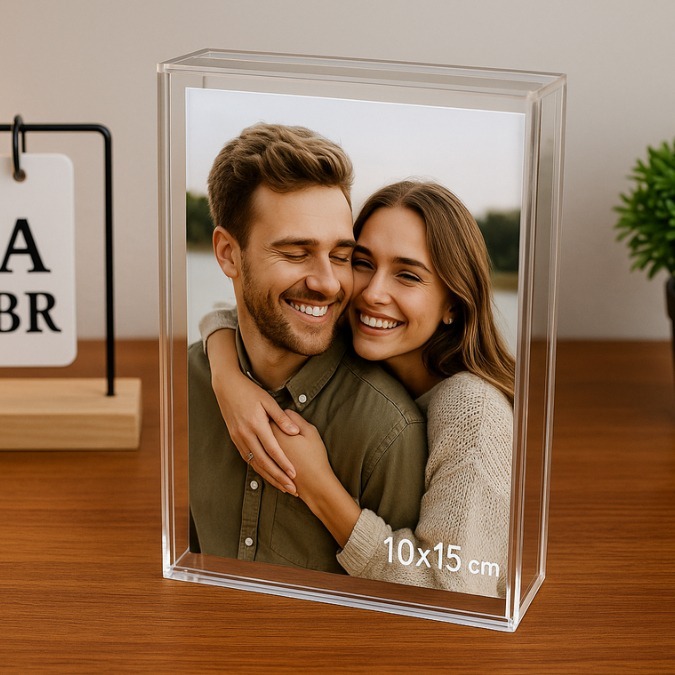 Moldura Caixa Quadro Acrílico Transparente Cristal Para Mesa Aparador Estante – Foto Diploma Arte
