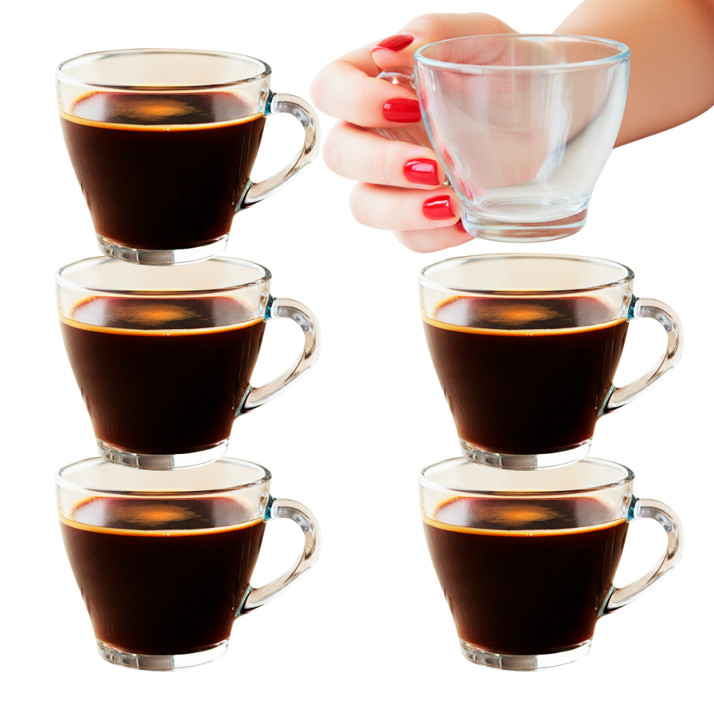 kit jogo de 6 Xícaras 90ml em Vidro Fratelli