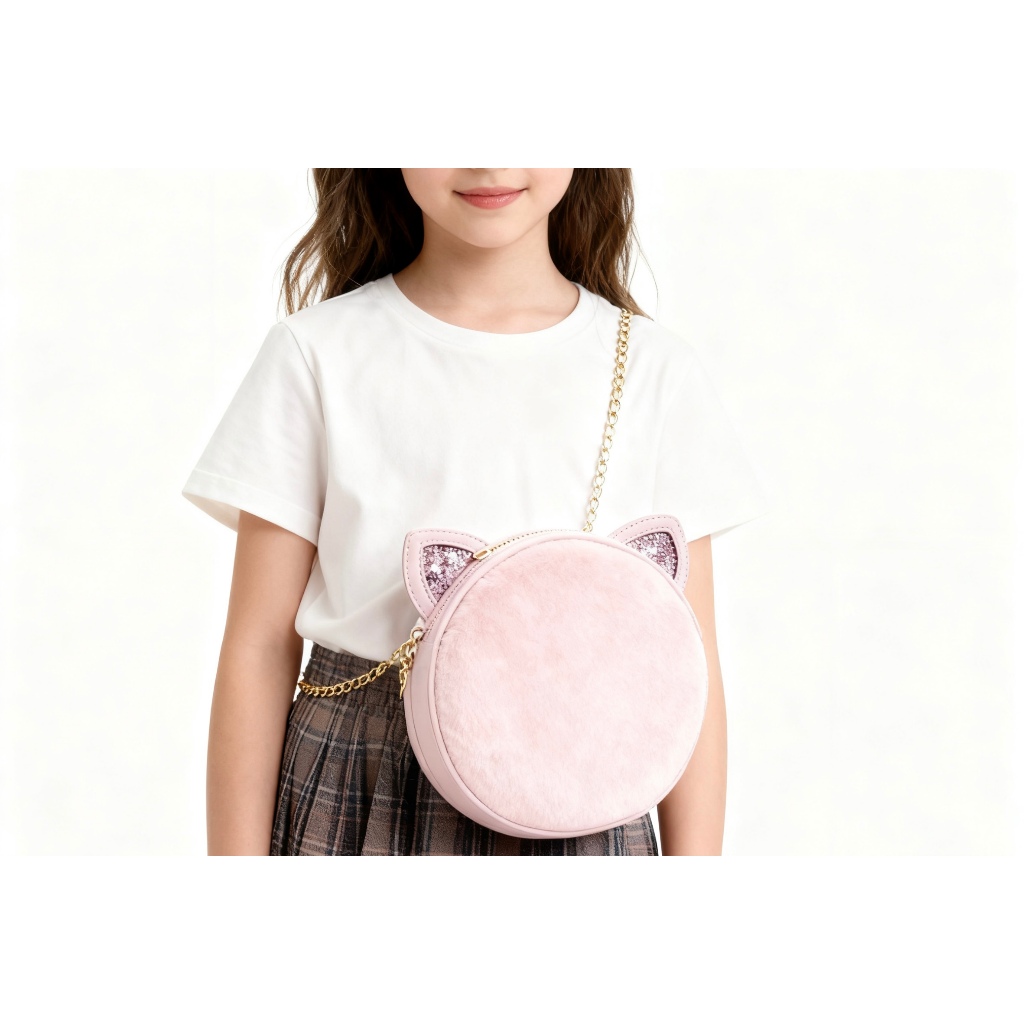 Bolsa Infantil Transversal de Ombro Gatinha Pelúcia 11187-7-11