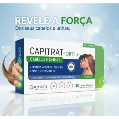 Suplemento Capitrat Forte+ Cabelos E Unhas Vitaminas 60cps