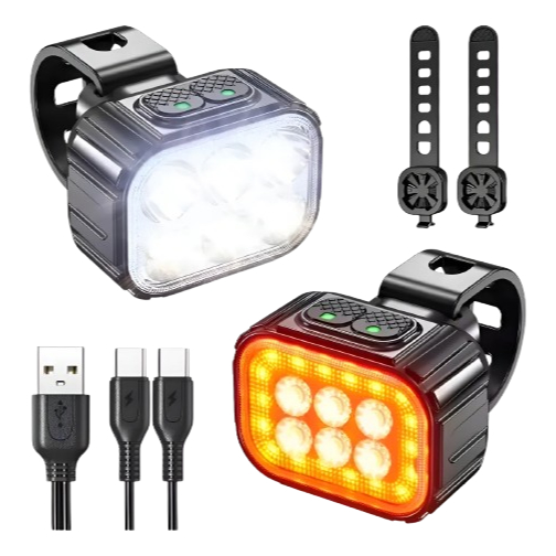 Kit Farol de 6 LEDs e Lanterna Traseira de LED Para Bike Bicicleta