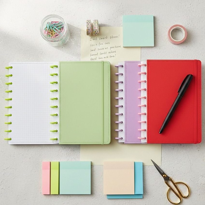 NOVIDADE! Caderno Inteligente de 10 Discos Grande G B5 80 Folhas Reposicionáveis Capa Dura De Couro