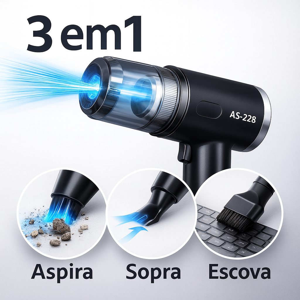 Aspirador de Carro Sem Fio 3 bicos inclusos