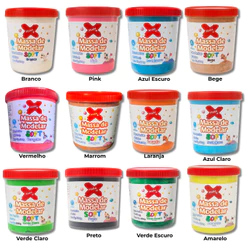 Massa de Modelar 500g Massinha Soft Base de Amido Atóxico Cores Variadas