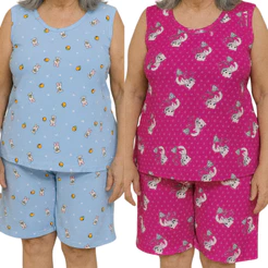 Kit 2 Pijama Feminino Meia Coxa Pescador babyDoll Liganete conforto Fresquinho Short Doll Camiseta Feminina