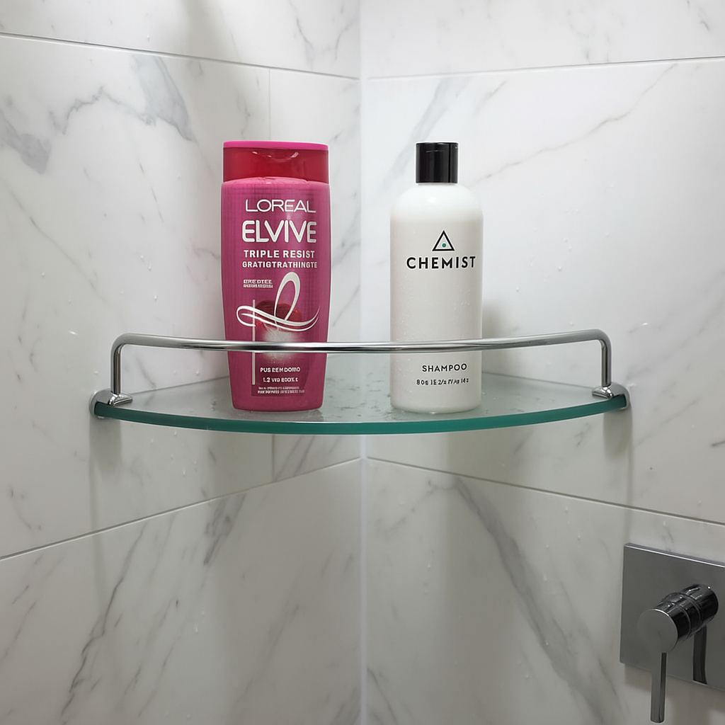 Prateleira Porta Shampoo De Canto - Vidro - 22x22cm 8mm em Oferta na Shopee