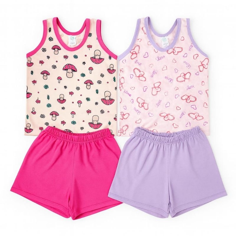 Kit 2 Conjuntos Menina com 2 Camisetas e 2 Shorts Infantil Baby Doll Até 4 anos em Oferta na Shopee