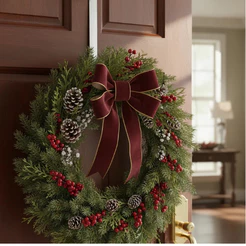 Suporte Porta Para Guirlanda Natal Estilo Gancho 38cm Prata