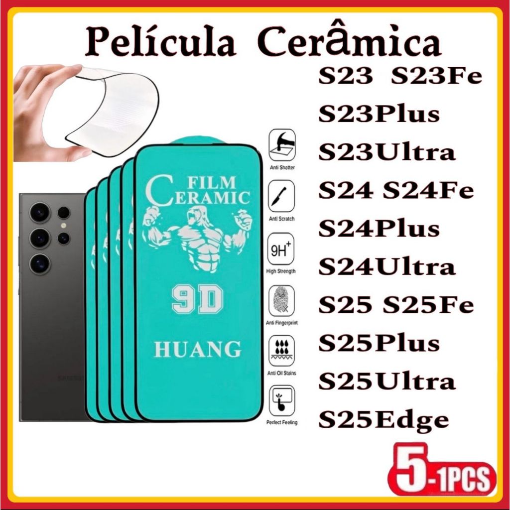 Película Cerâmica 9D 3D Samsung Gel Hidrogel Flexível S23 S23PLUS S23FE S24 S24PLUS S24ULTRA S25 S25ULTRA S25FE S25 Edge em Oferta na Shopee