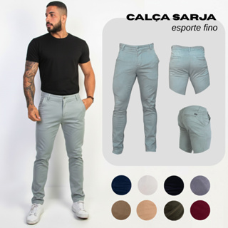 Calça Alfaiataria Masculina Sarja com Elastano Slim Fit em Oferta na Shopee