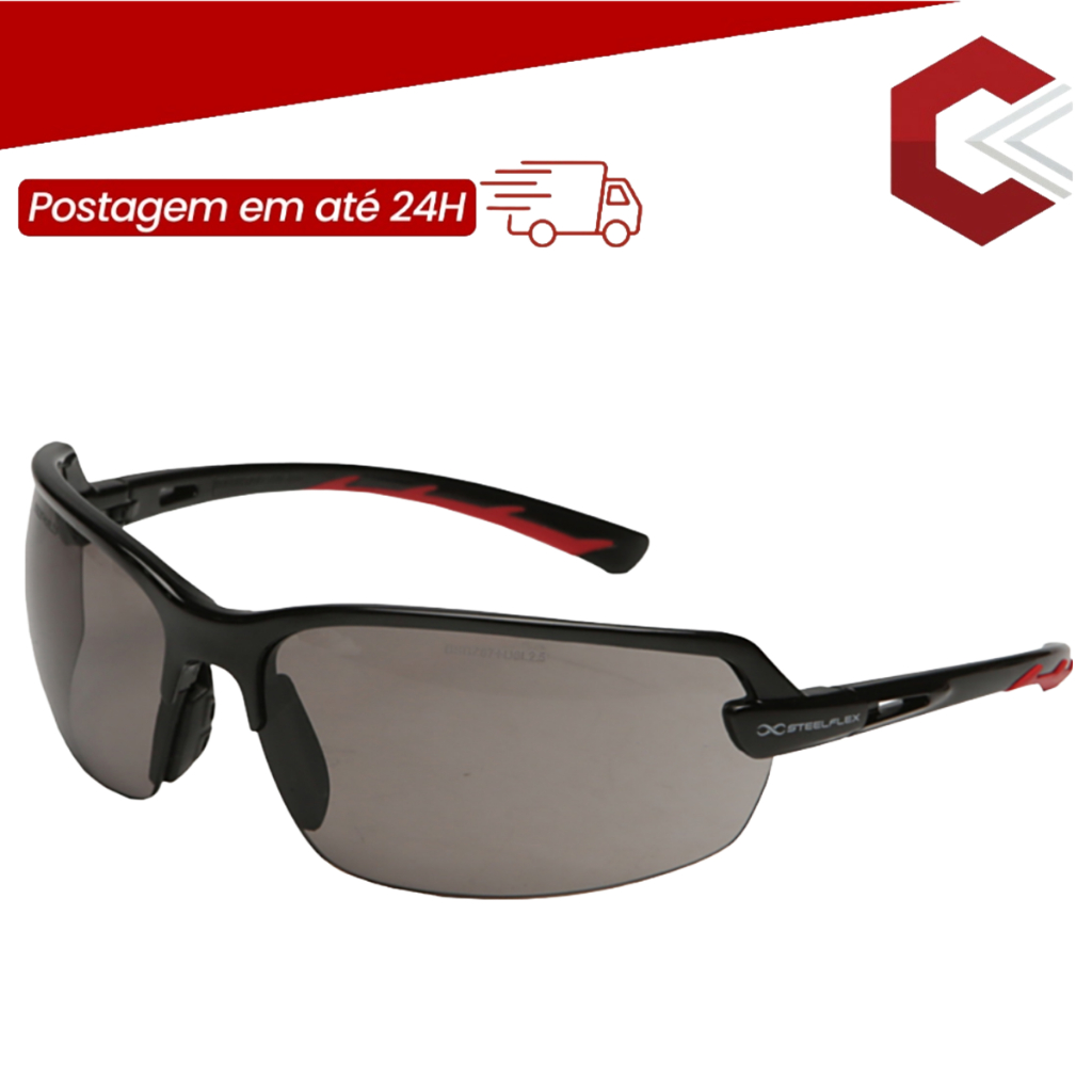 Óculos De Segurança Para Trabalho Esporte E Lazer Steelflex Turim Cor: Cinza - CA 47150
