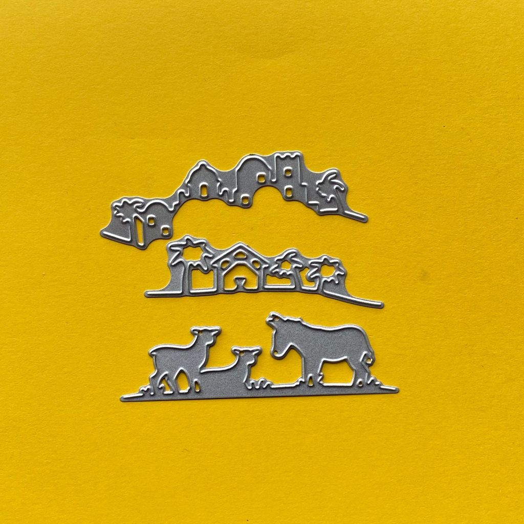 Faca de Corte Presépio de Natal Kit com 3 Peças para Máquina Emboss e Scrap
