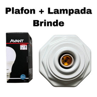Kit 3 Plafon para Lâmpada + 3 Lâmpada Grátis – Base + Tampa + Trava – Suporta até 100W