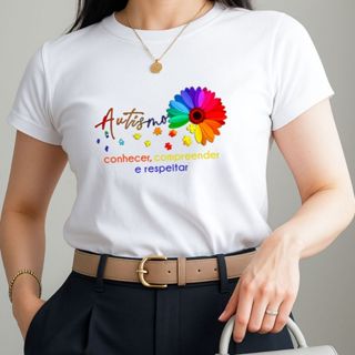 Blusa Feminina Camiseta Autismo Conhecer, Compreender e Respeitar em Oferta na Shopee