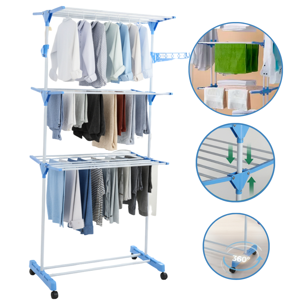 Varal De Chão Roupa Calcinha Grade 3 Andares Dobrável Portátil