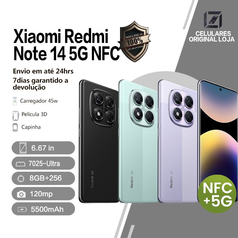 Xiaomi Redmi Note 14 Pro/ 14 Pro Plus 5G 8/256GB/12/512GB VERSÃO GLOBAL Origina