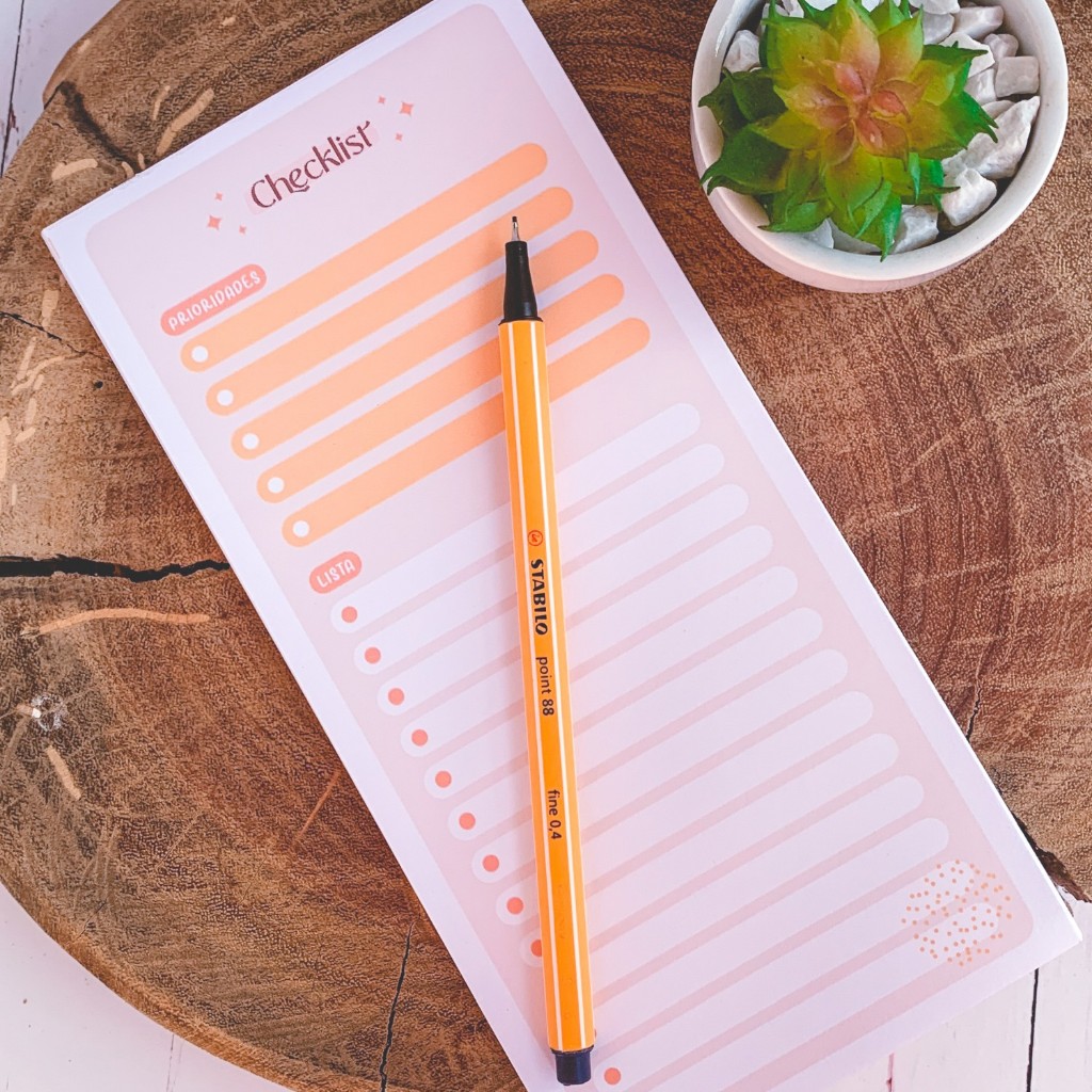 Bloco de notas Checklist Planejamento Diário Organização de Tarefas
