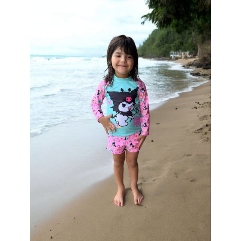 biquíni infantil juvenil conjunto blusa manga longa c/ shorts infantil e juvenil UV 50%+