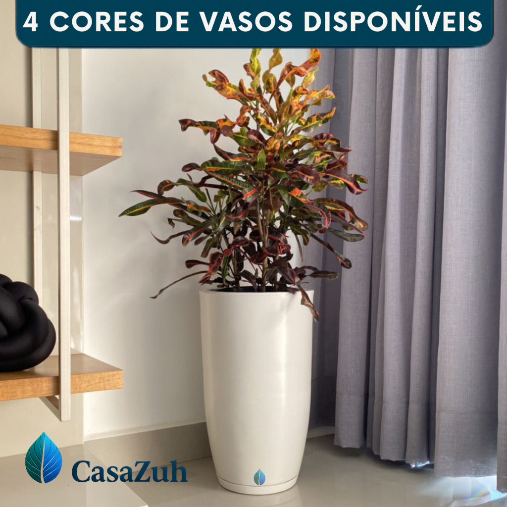Vaso para Plantas Flores Decorativo 48 Cm Bojo Liso Em Polietileno Uso Externo e Interno