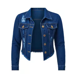 Jaqueta Jeans Feminina Denim Manga Longa Desfiada Linha Premium