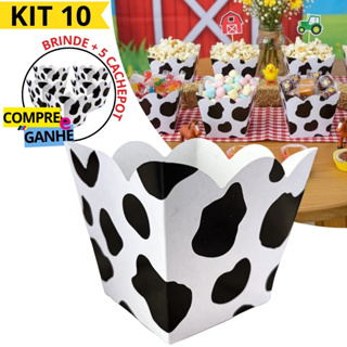 Kit 10 Cachepôs Fazendinha Vaquinha Papel Cartonado em Oferta na Shopee