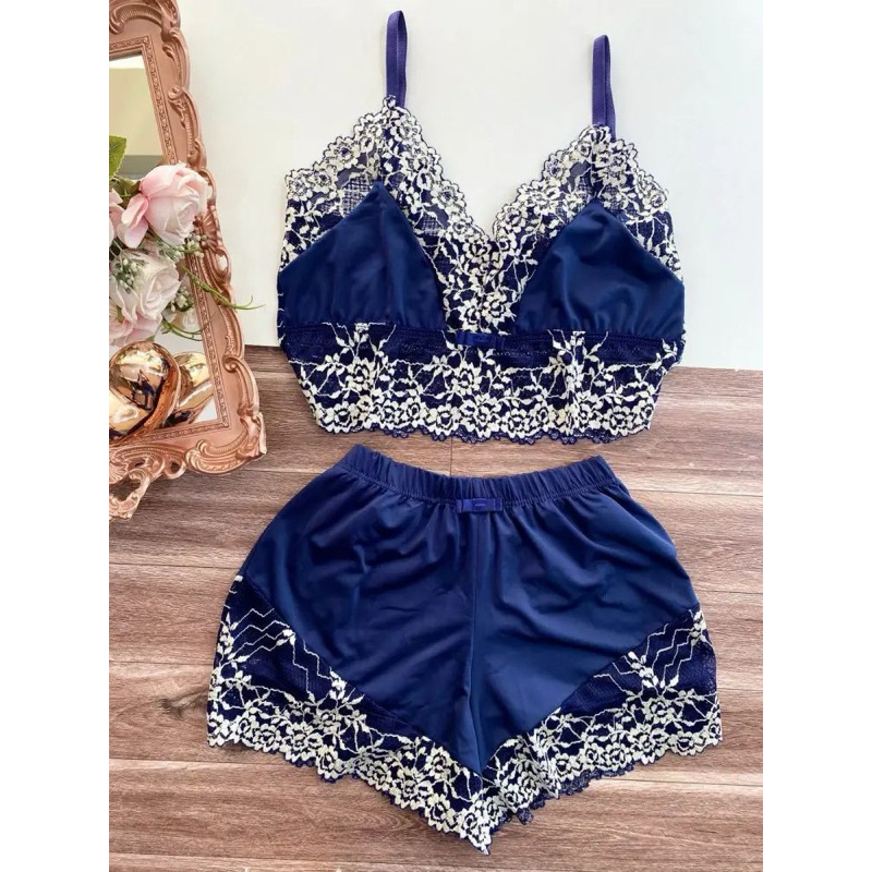 baby doll de renda short doll pijama de renda top de renda baby doll coladinho beibi dol sexy linha noite (Bruna) em Oferta na Shopee